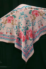 Foulard carré en satin – 110 x 110 cm (Zahra) bleu et rose Lefoulardcarré