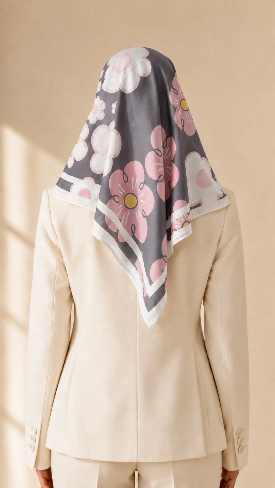 Foulard carré coton Perle – Floral pastel sur fond gris 110x110 Lefoulardcarré