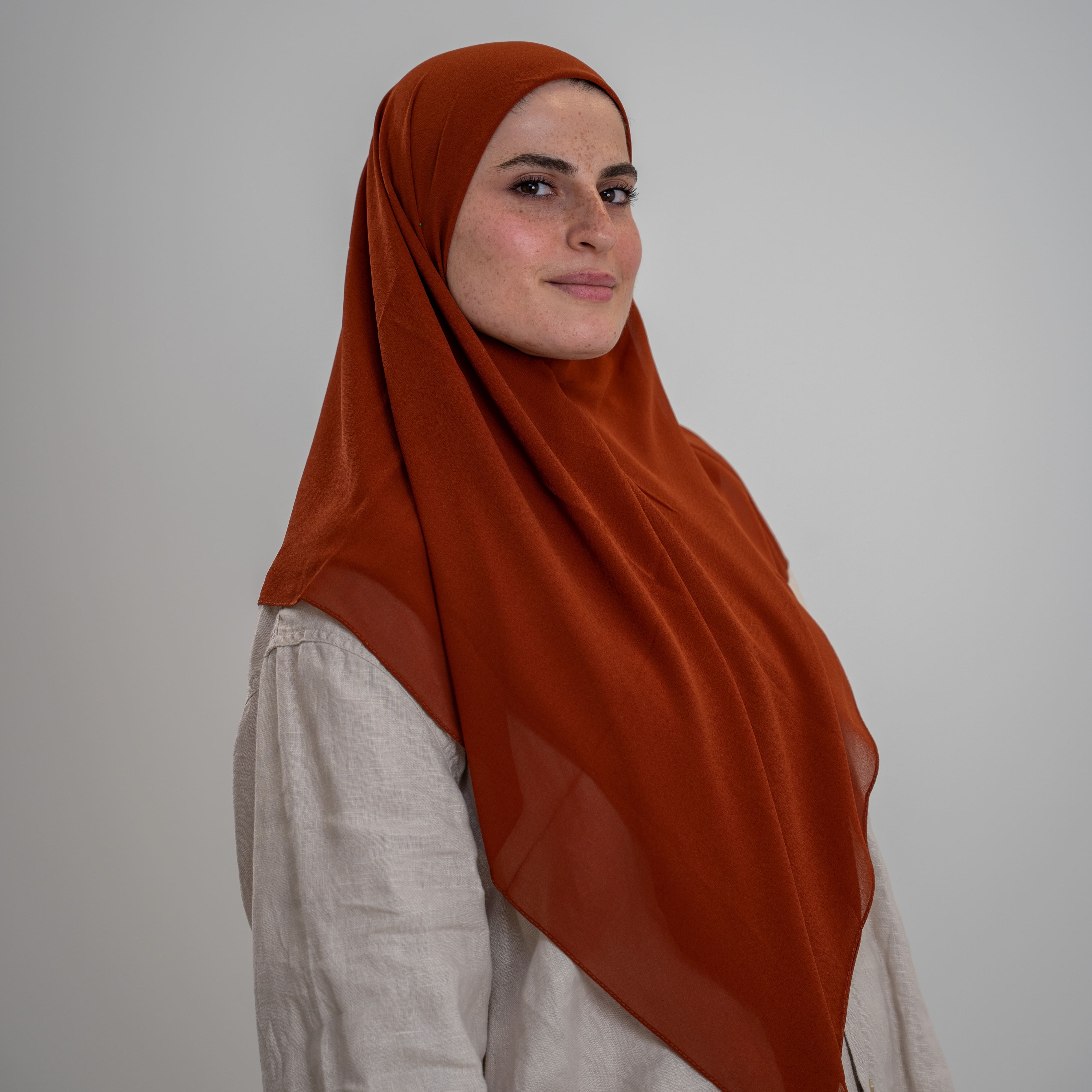 Foulard Mousseline Carré 110x110 cm – Chic et Aérien (Brique) Lefoulardcarré