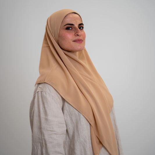 Foulard Mousseline Carré 110x110 cm – Chic et Aérien (Beige)